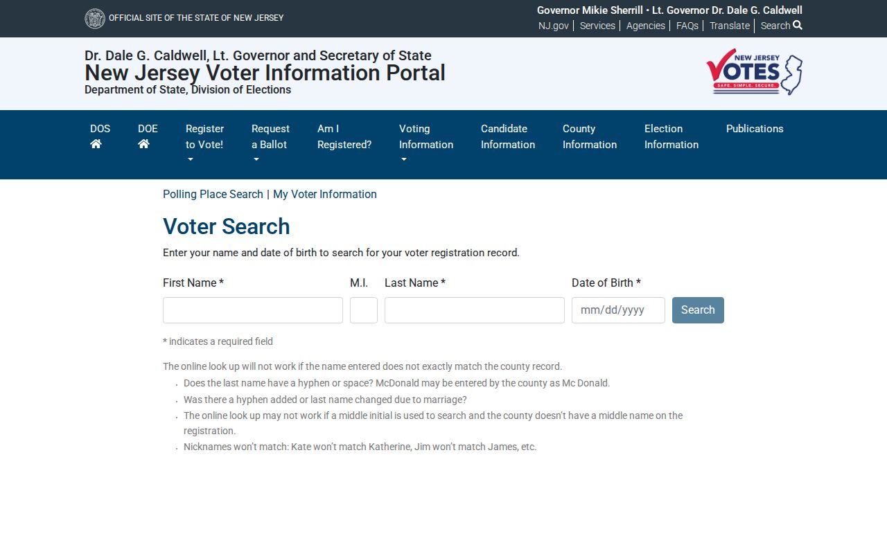 Hillside residents directory New Jersey voter registration lookup