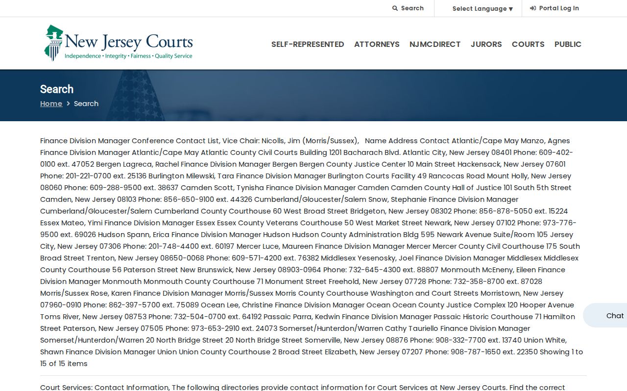 Hillside residents directory New Jersey Courts case search