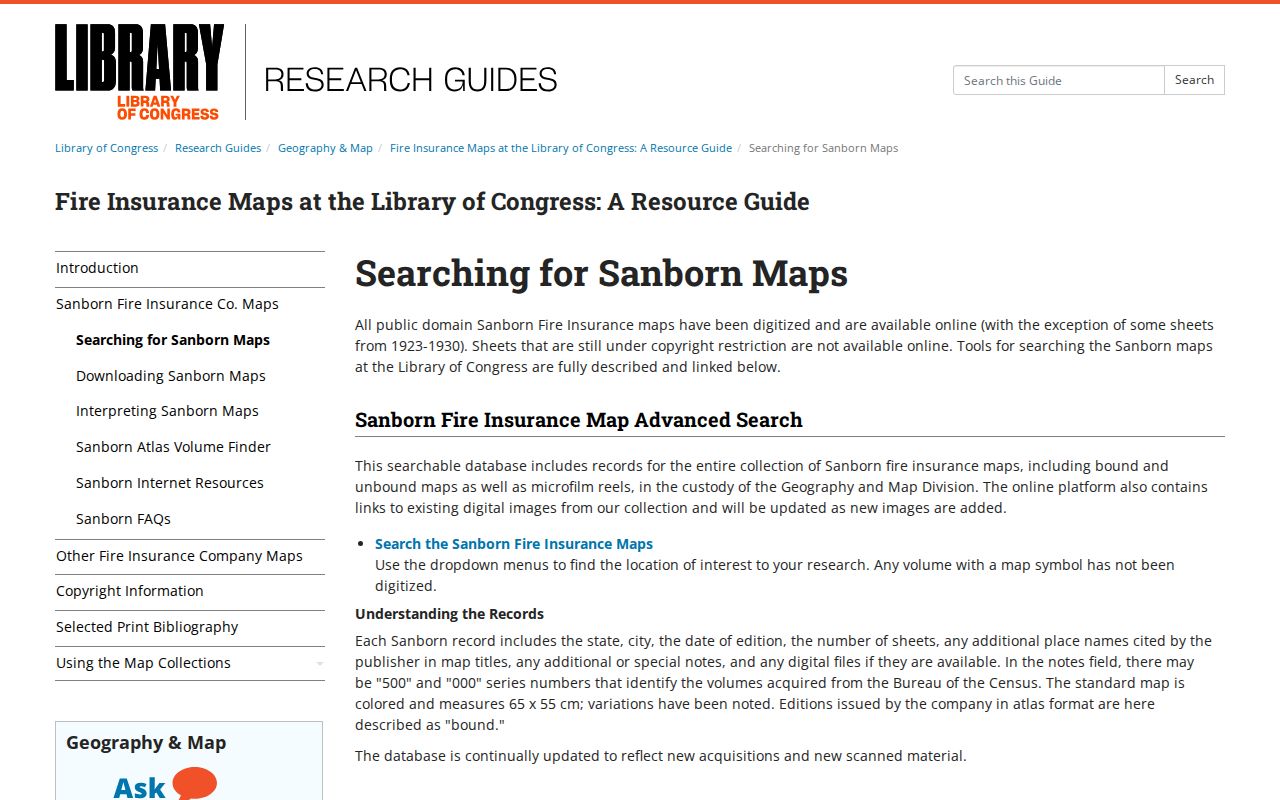 Hillside previous residents research with Sanborn map search guidance